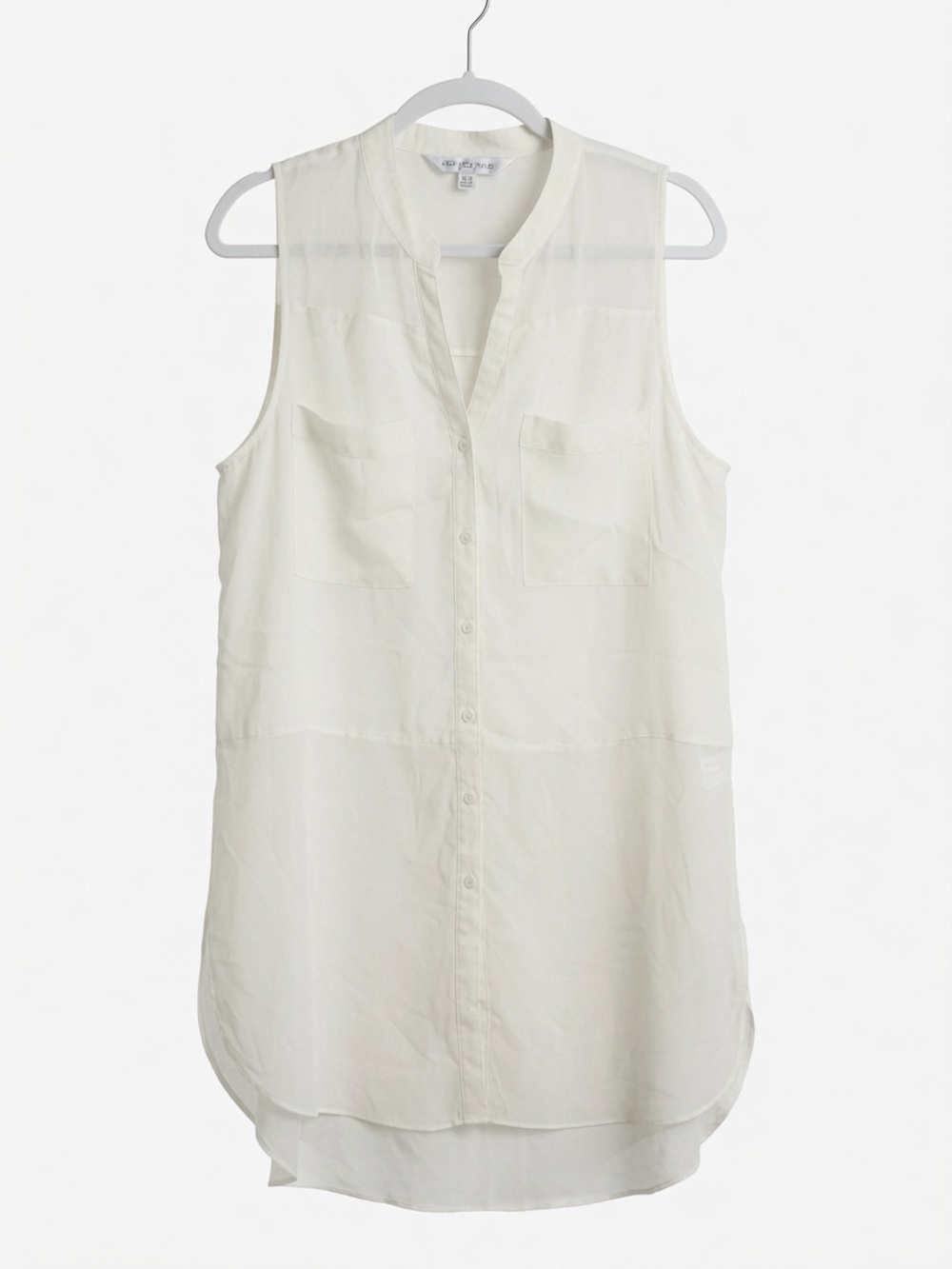 Forever New White Sheer Sleeveless Tunic Shirt L 12